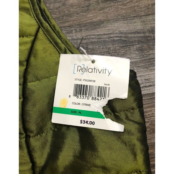 Relativity Womens Green Size PL Full Zip Vest New with Tags - Picture 2 of 5